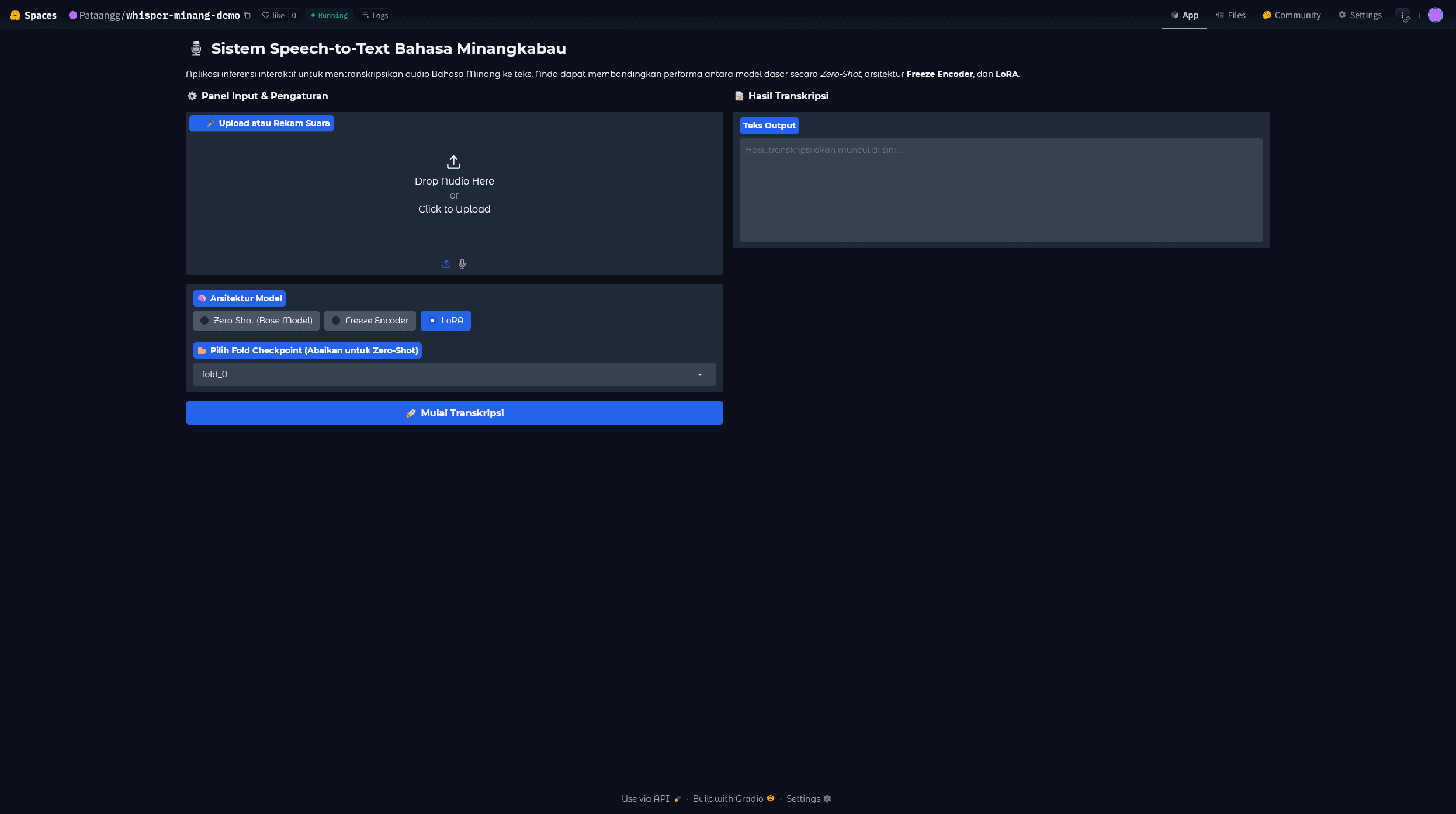 MINANGKABAU WHISPER DEMO